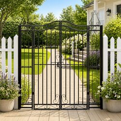 Elegant Black Wrought Iron Garden Gate for Outdoor Spaces