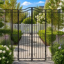 Black Wrought Iron Ornamental Garden Gate 121x180cm