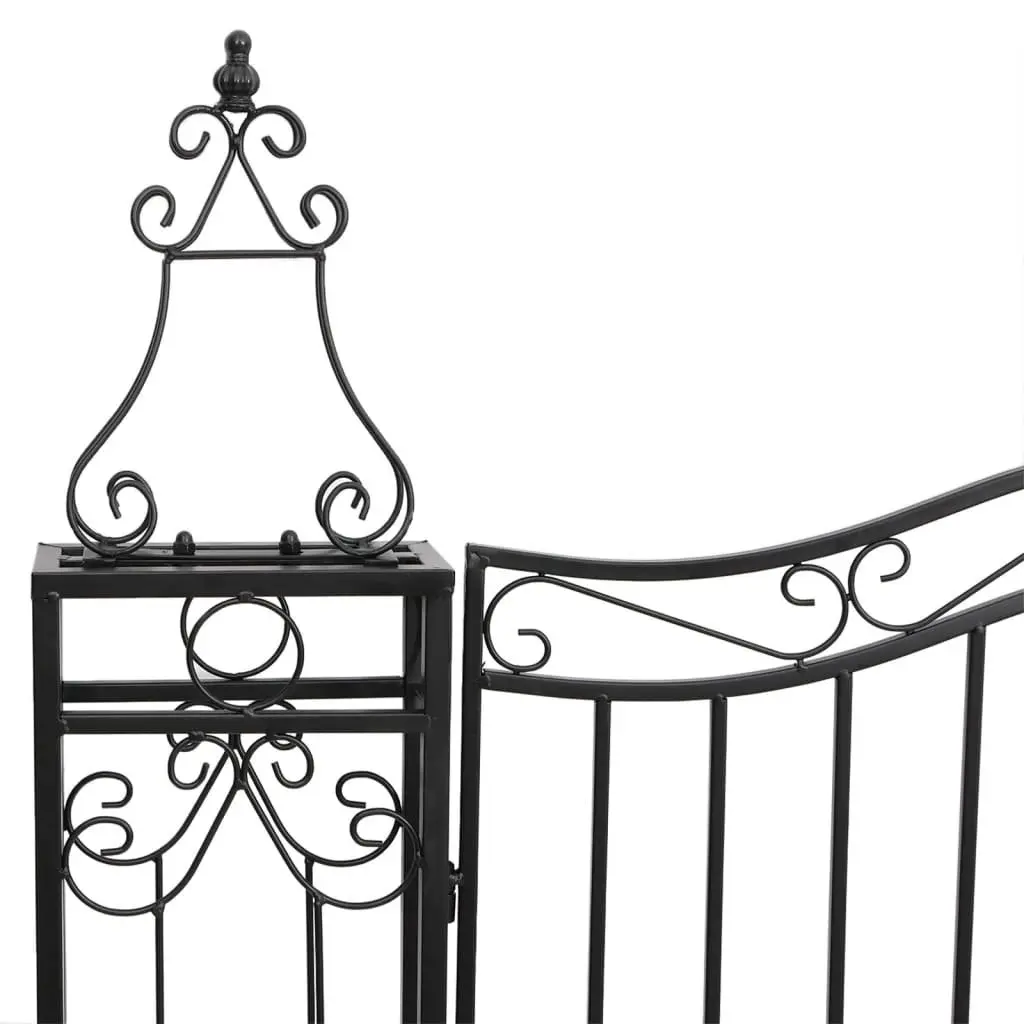 Black Wrought Iron Ornamental Garden Gate with Posts
