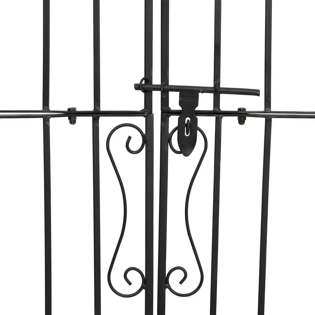 Black Wrought Iron Ornamental Garden Gate with Posts