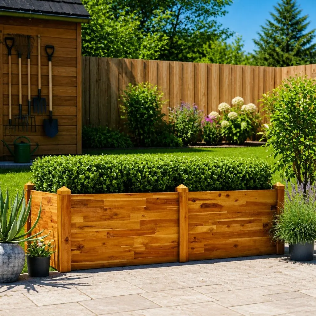 Stackable Acacia Wooden Raised Garden Bed for Plants