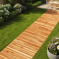 Sturdy Brown Solid Wood Garden Pathway 200x50cm