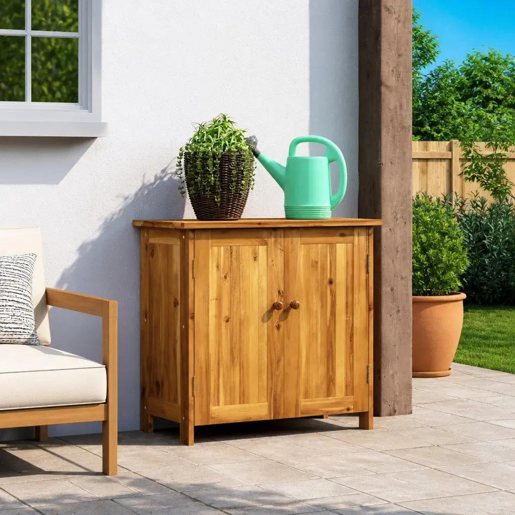 Solid Wood Garden Storage Cabinet 75x35x70cm