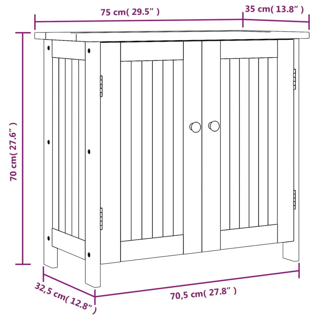 Solid Wood Garden Storage Cabinet 75x35x70cm