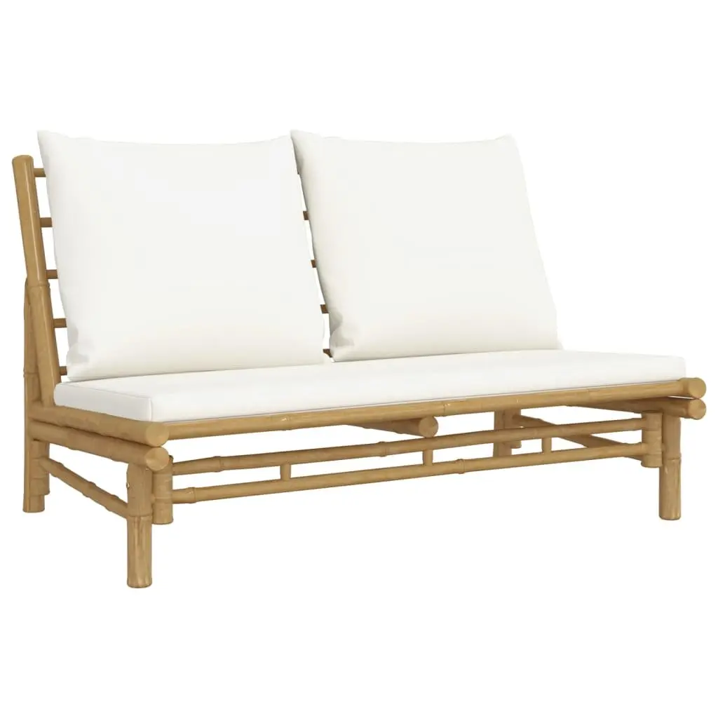 Bamboo Garden Bench with Cushions and Backrest