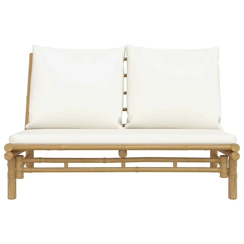 Bamboo Garden Bench with Cushions and Backrest