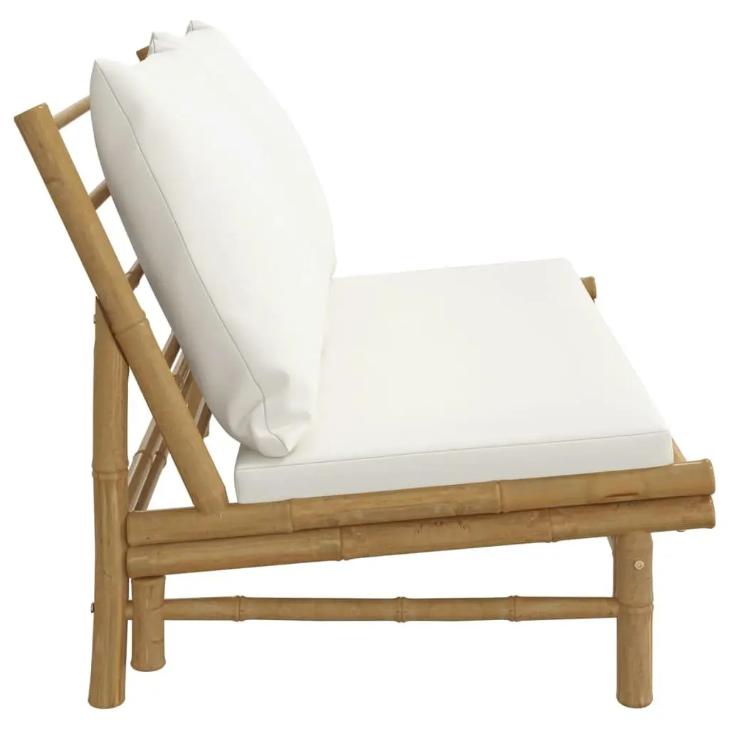 Bamboo Garden Bench with Cushions and Backrest