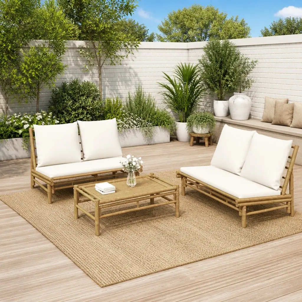 Bamboo 2 Piece Outdoor Garden Lounge Set