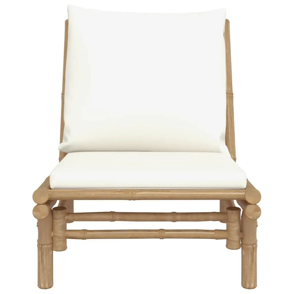 Outdoor Garden Chairs Bamboo 2 Piece Set Cream with Cushions