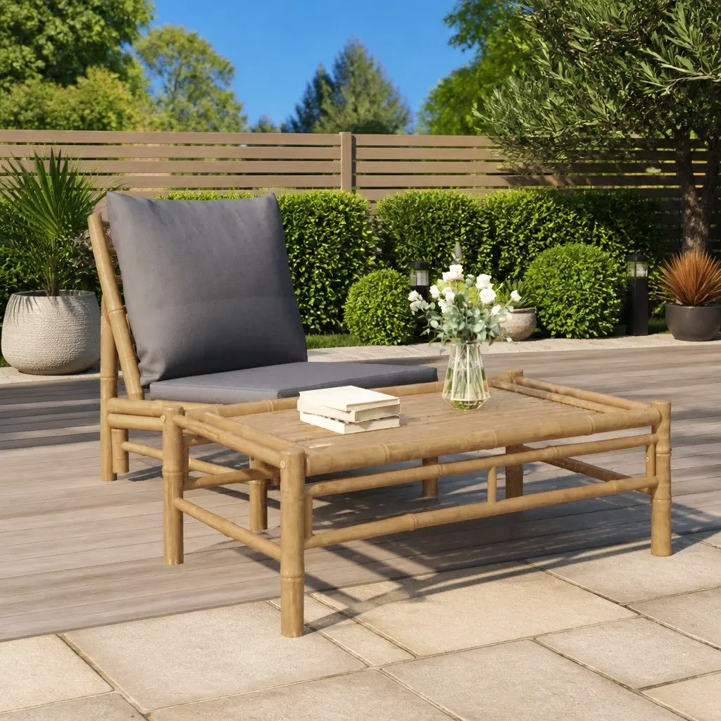 Brown Bamboo Coffee Table for Outdoor Spaces
