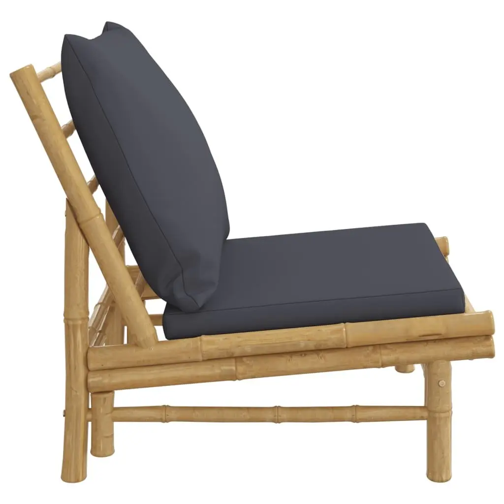 Outdoor Garden Chairs Bamboo 2 Piece Grey Cushions
