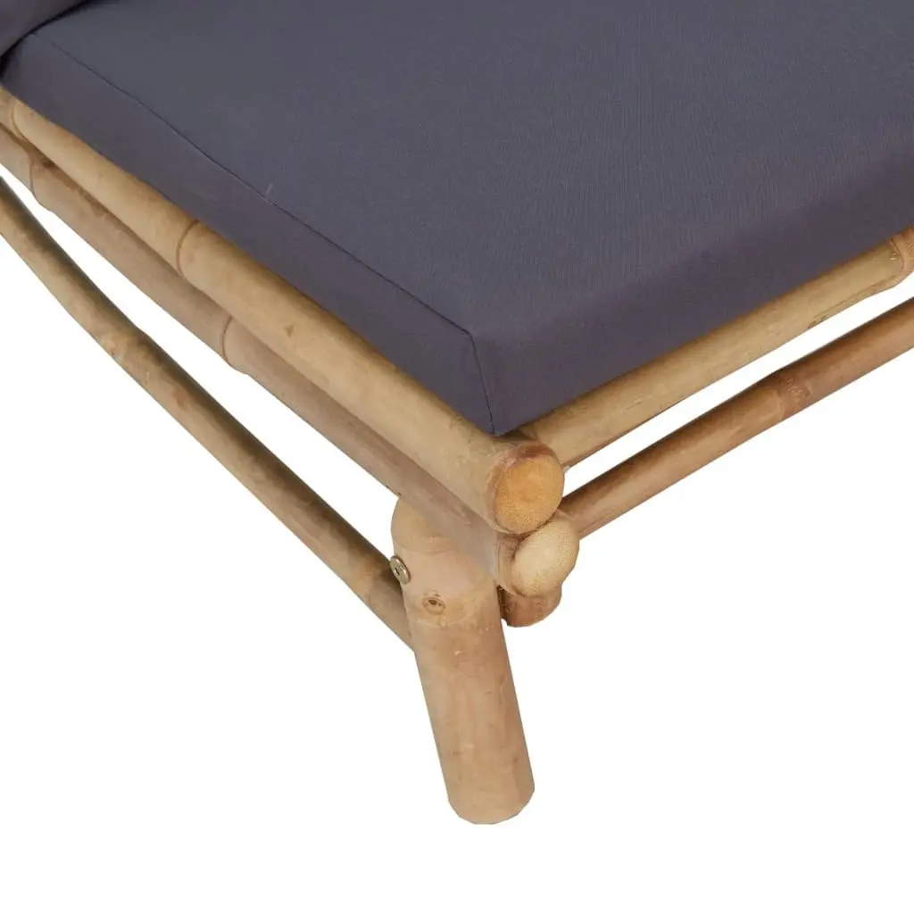 Outdoor Garden Chairs Bamboo 2 Piece Grey Cushions