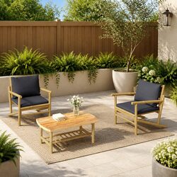 Sturdy Brown Bamboo Coffee Table for Garden Patio 90x55x37 cm