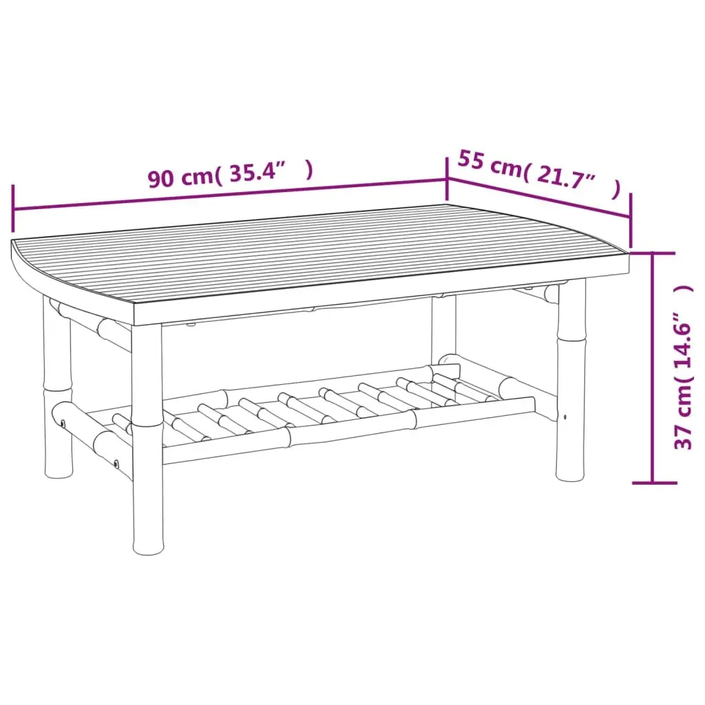 Brown Bamboo Coffee Table for Garden Patio 90x55x37 cm