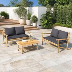 Outdoor Sectional Sofa Lounge Set 2 Piece Garden Seating with Cushions