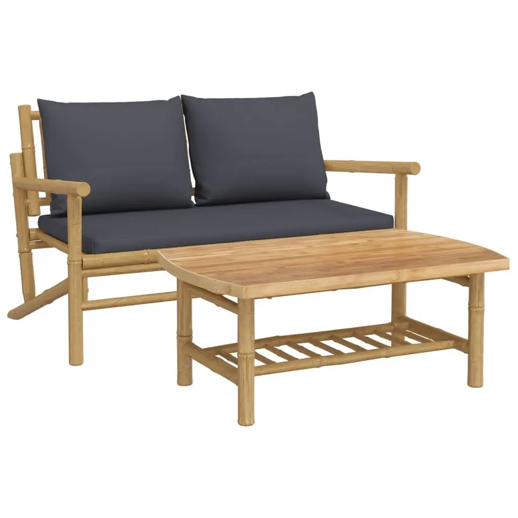 Outdoor Sectional Sofa Lounge Set 2 Piece Garden Seating with Cushions
