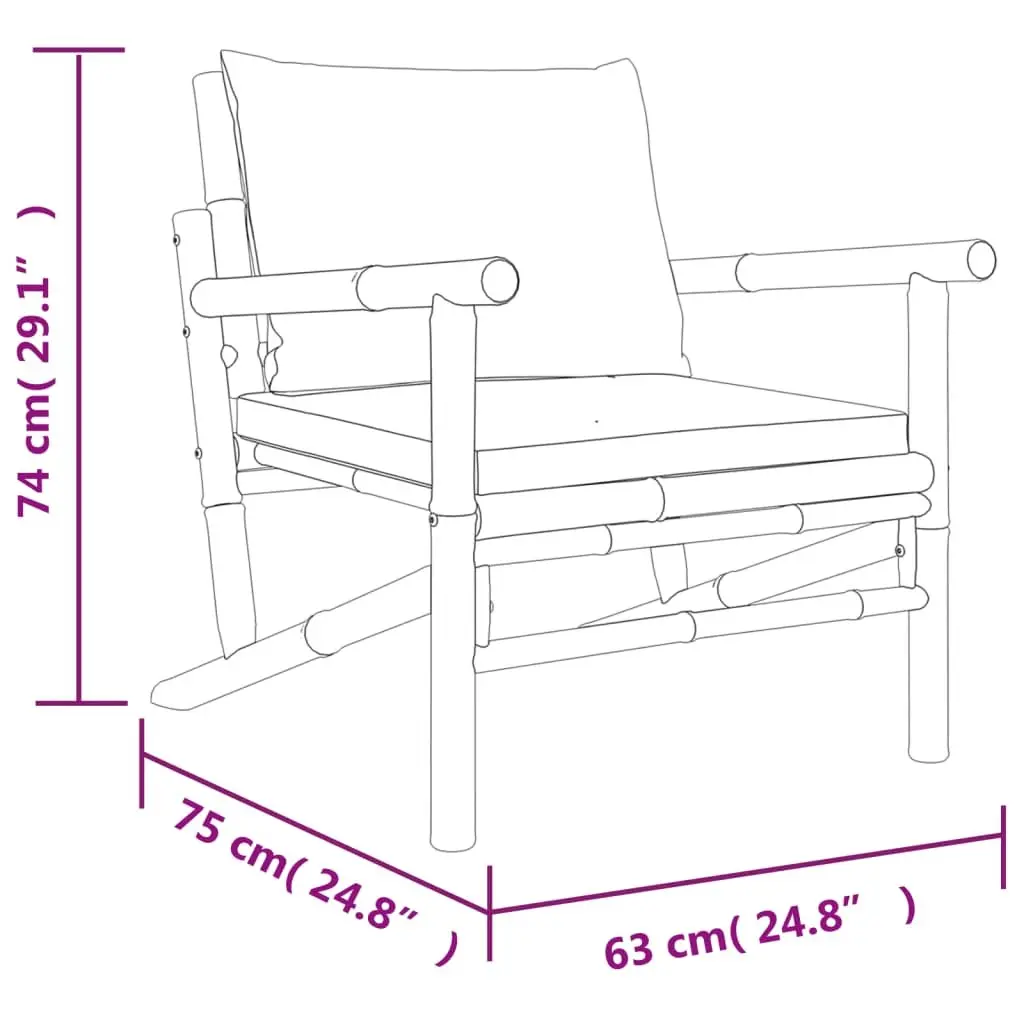 Outdoor Garden Chairs 2 Pcs Grey Cushions Bamboo Patio Seating Backrest