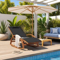 Durable Grey Textilene Outdoor Rocking Chair for Relaxation