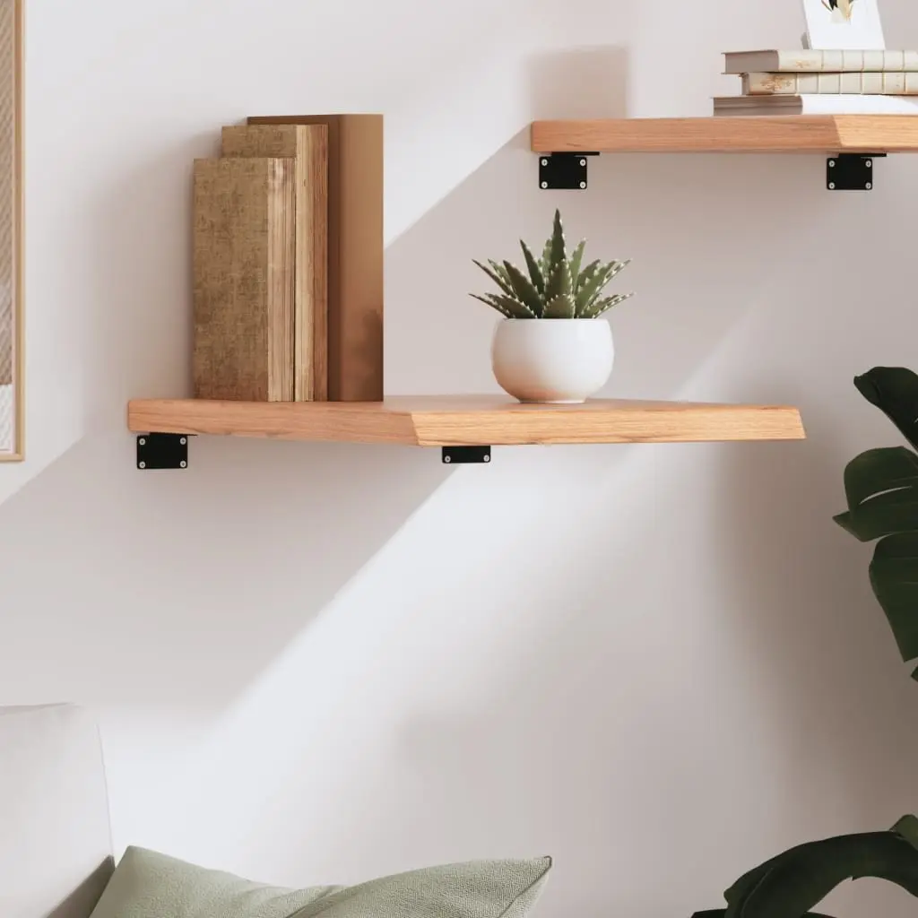 Wall Shelf Light Brown Rustic Oak Solid Wood Storage Floating Ledge Display