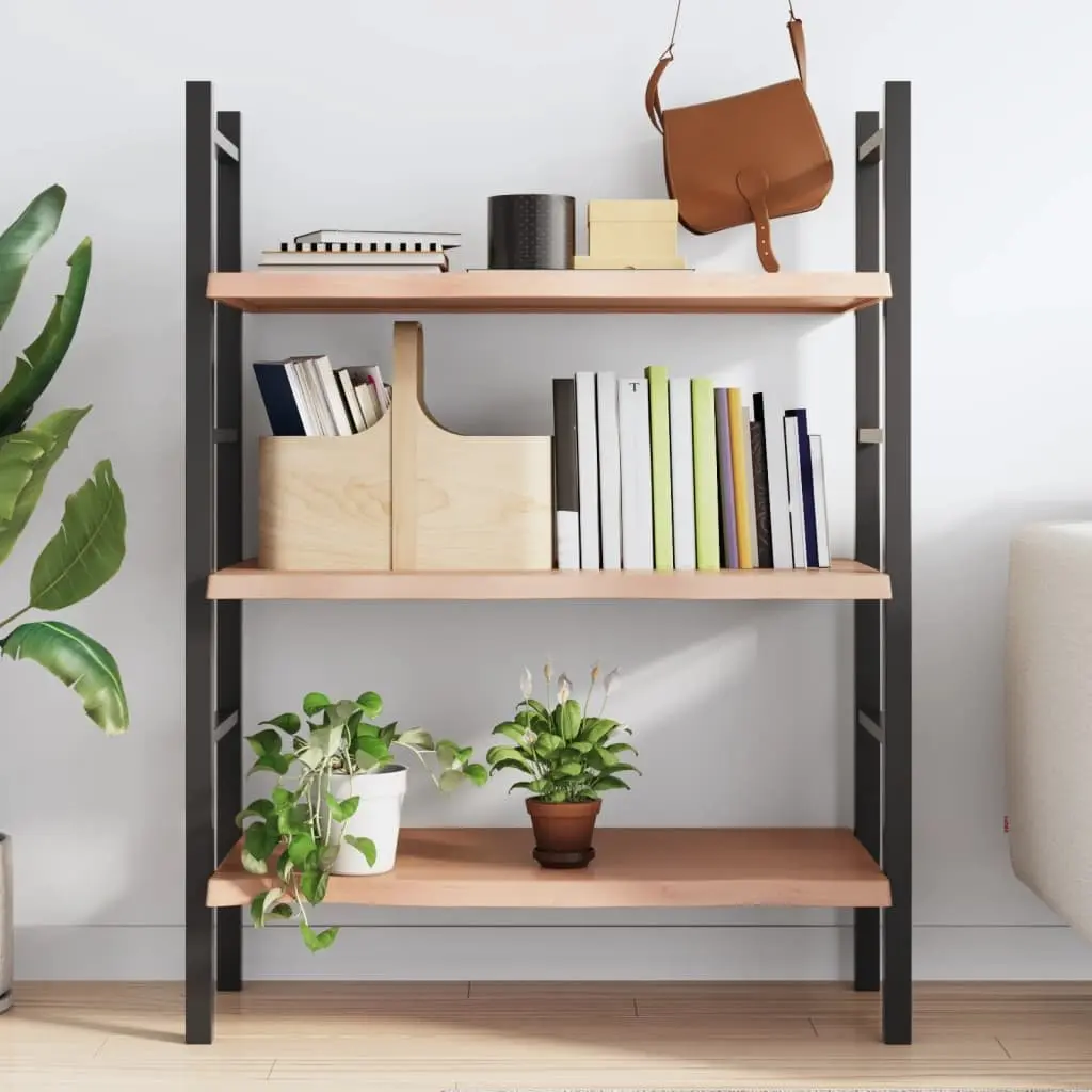 Solid Oak Wood Rustic Wall Shelf with Live Edge 80x40cm