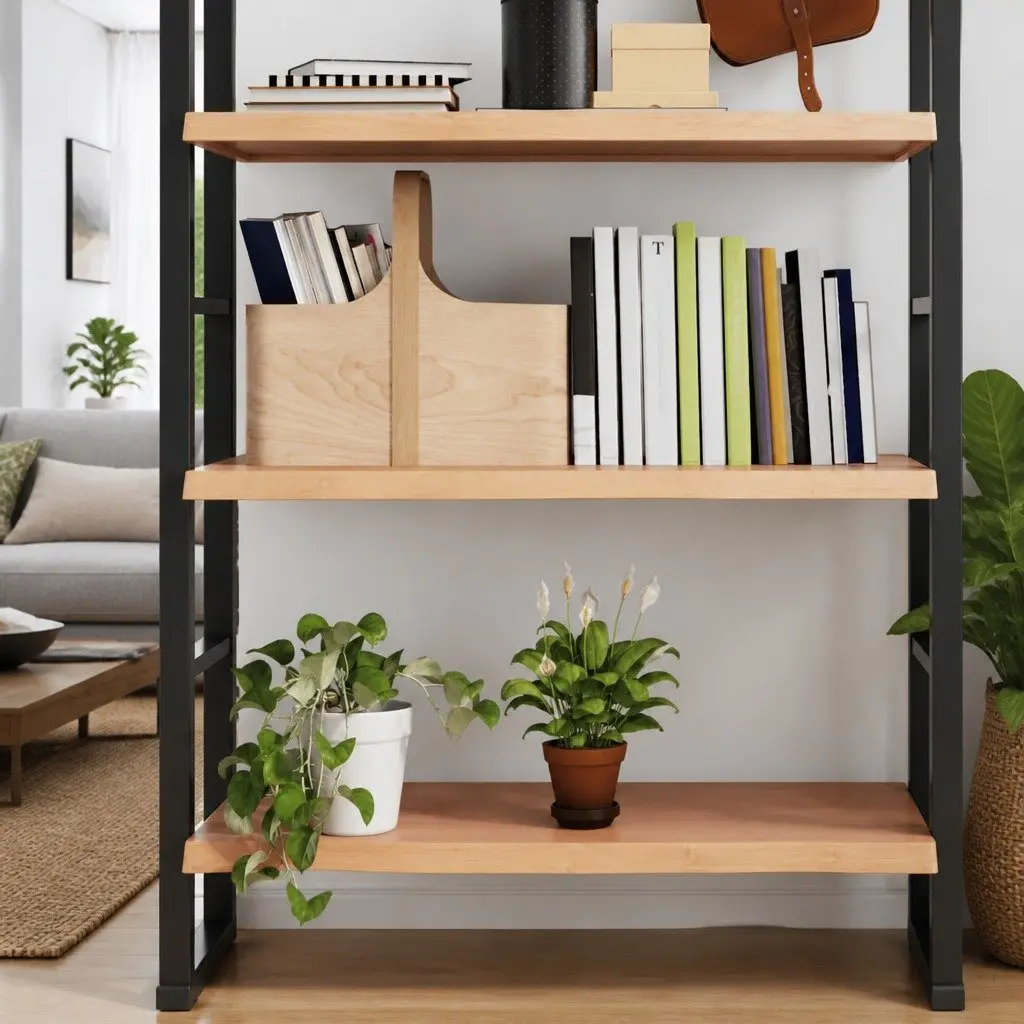 Light Brown Rustic Solid Oak Wall Shelf 80x50cm