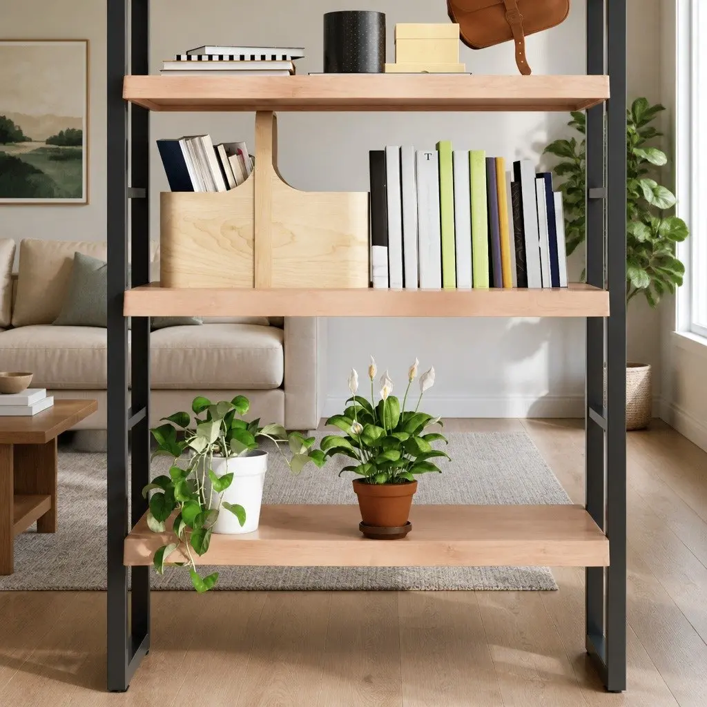 Handmade Rustic Wall Shelf in Solid Oak Wood 80x50cm