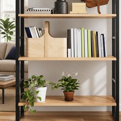 Light Brown Solid Oak Wall Shelf with Live Edge Design 80x60x2cm