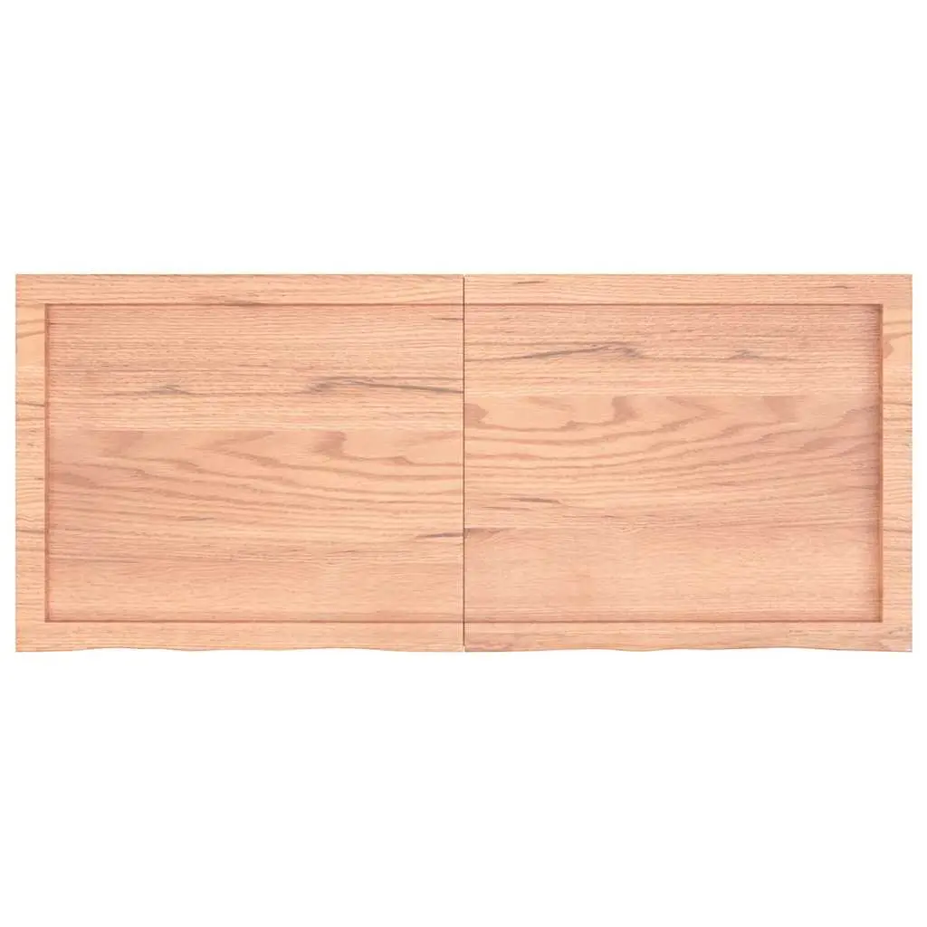 Wall Shelf Light Brown Treated Solid Oak Wood 120x50cm Rustic Storage Ledge
