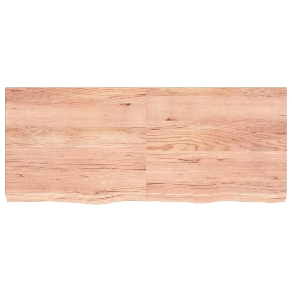 Wall Shelf Light Brown Treated Solid Oak Wood 120x50cm Rustic Storage Ledge