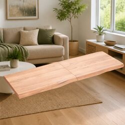 Rustic Brown Solid Oak Wall Shelf with Folding Design 140x50 cm