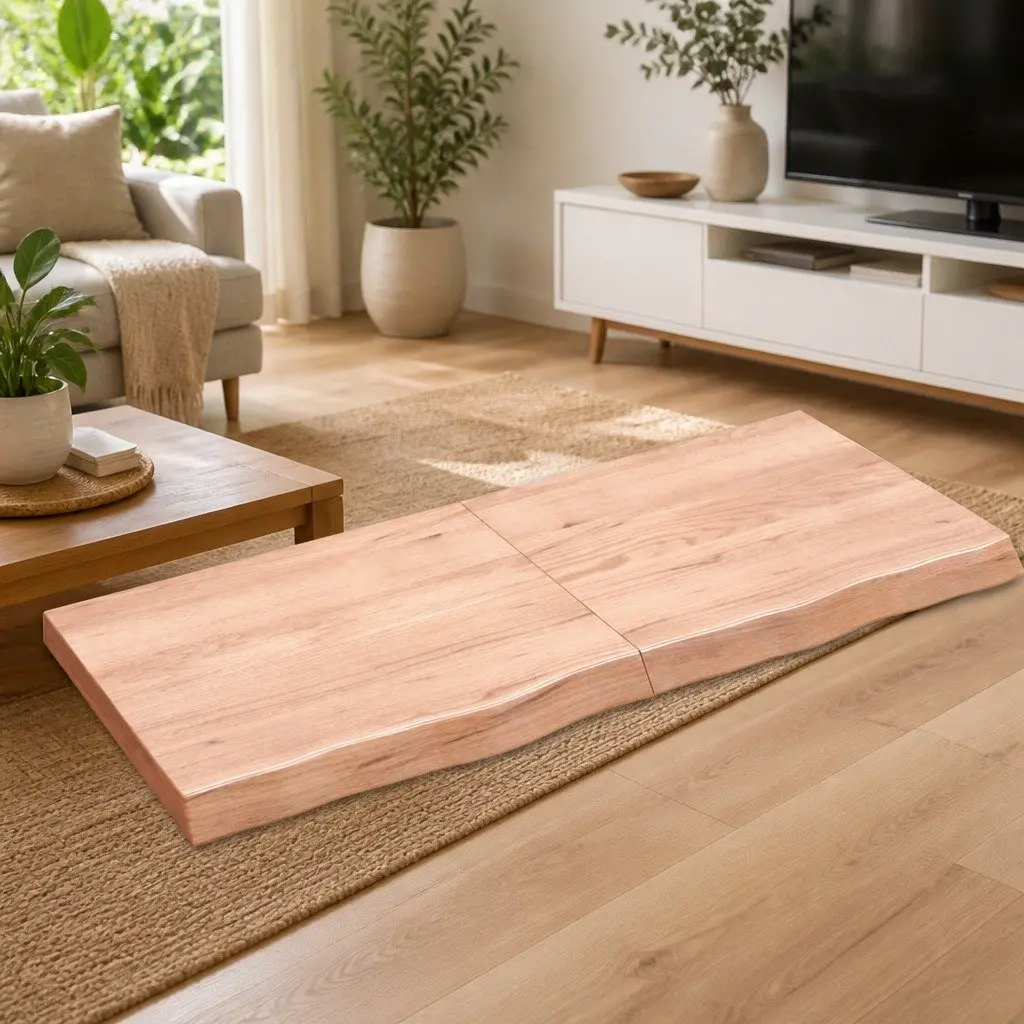 Solid Oak Wood Wall Shelf 140x60cm Rustic Handmade