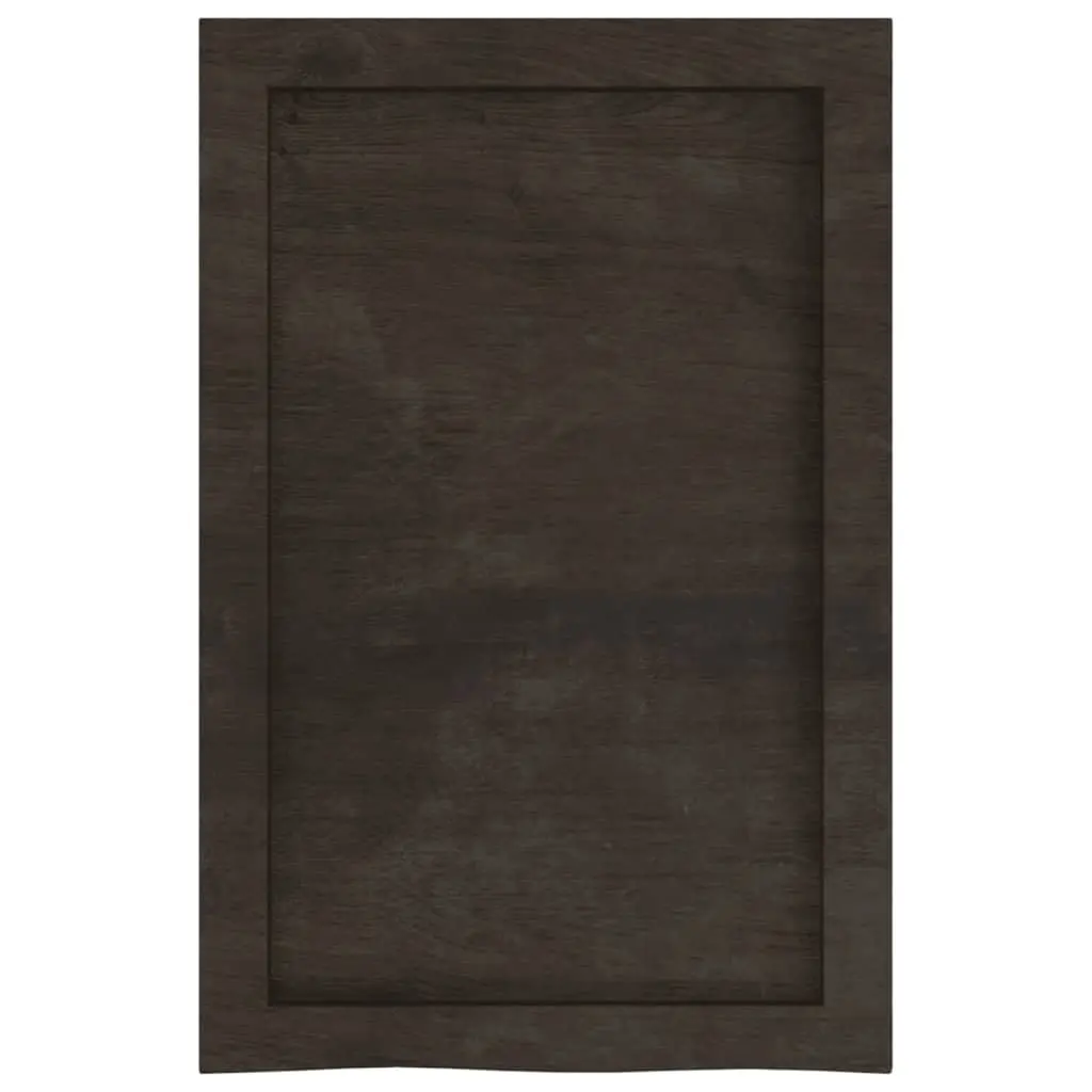 Dark Brown Solid Oak Wall Shelf with Live Edge