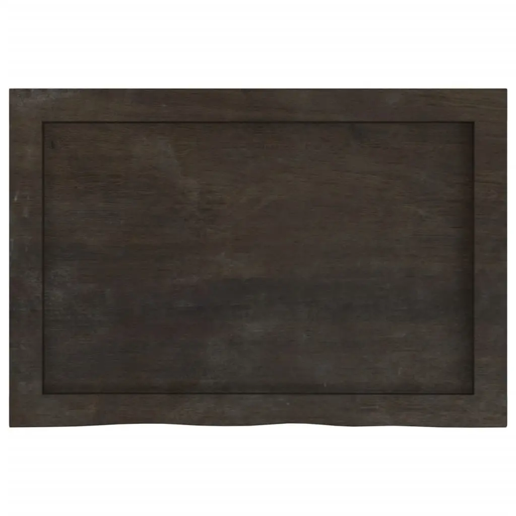 Solid Oak Wood Wall Shelf with Live Edge in Dark Brown