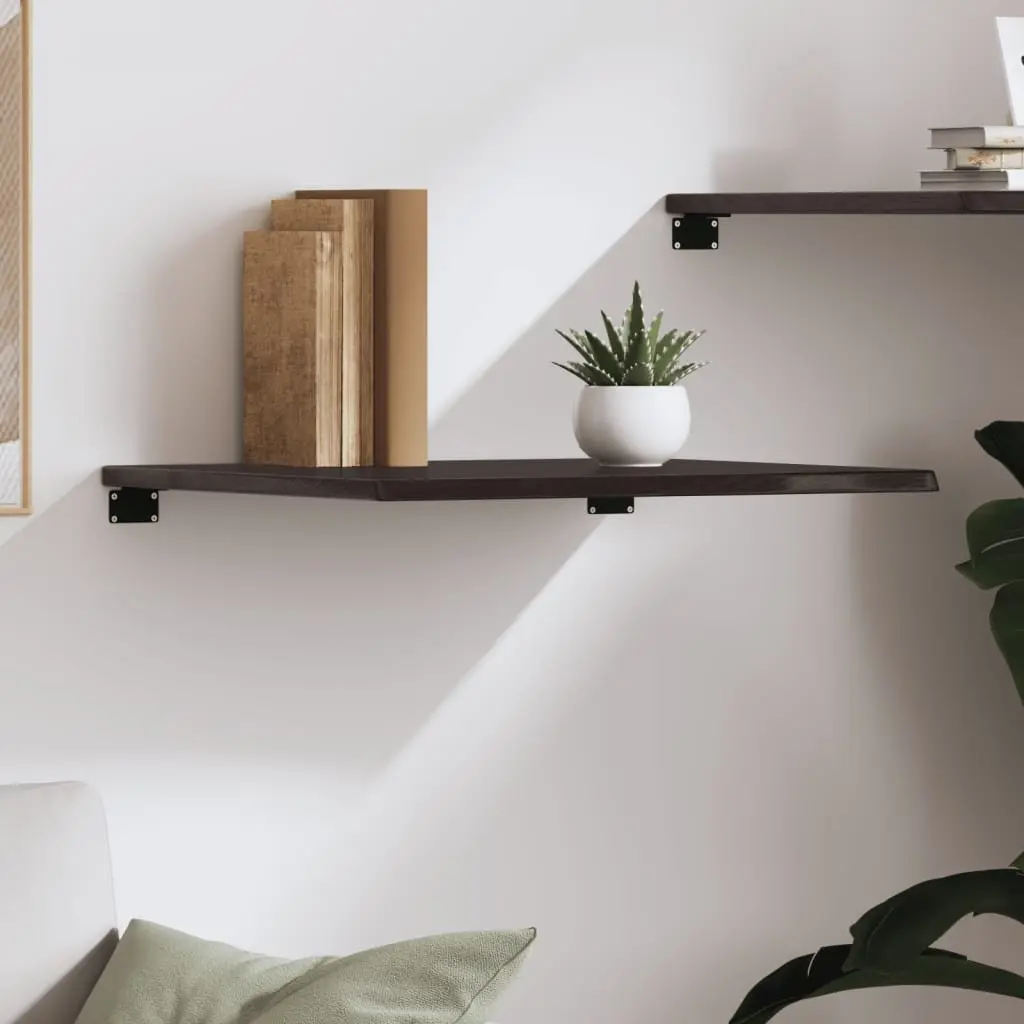 Solid Wood Rustic Wall Shelf in Dark Brown 60x50x2 cm