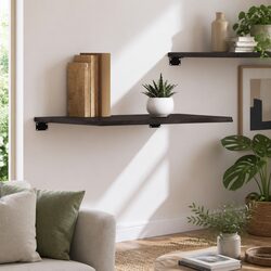 Wall Shelf Dark Brown Solid Oak Wood 60x60x2 cm Rustic Storage Shelving