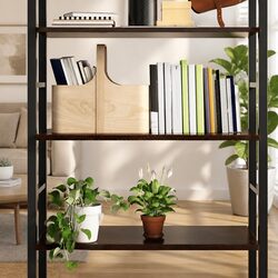 Dark Brown Rustic Floating Wall Shelf in Solid Oak Wood
