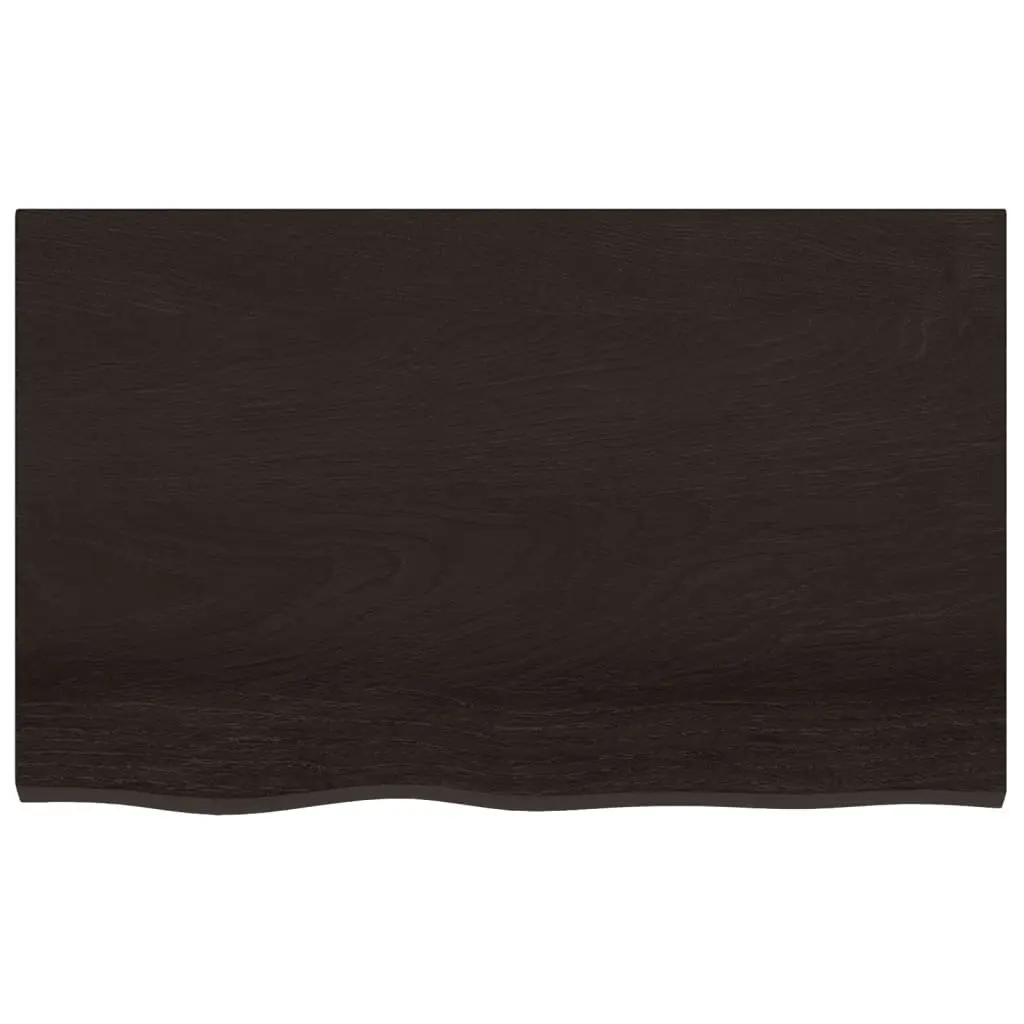 Dark Brown Rustic Floating Wall Shelf in Solid Oak Wood
