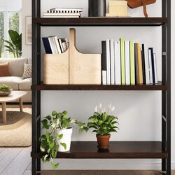 Wall Shelf Dark Brown Solid Oak Wood Rustic Storage 80x50cm Live Edge Handmade