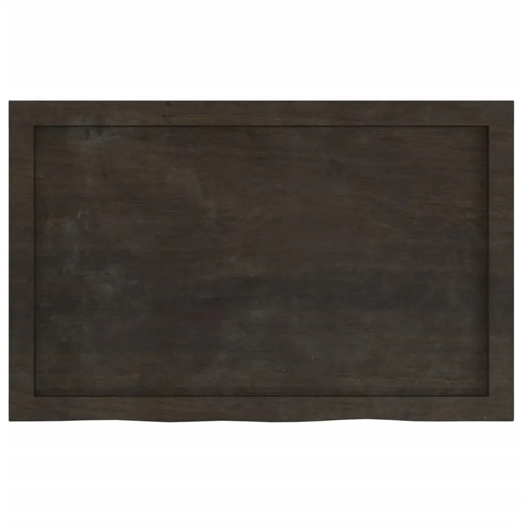 Rustic Oak Solid Wood Wall Shelf in Dark Brown 80x50 cm