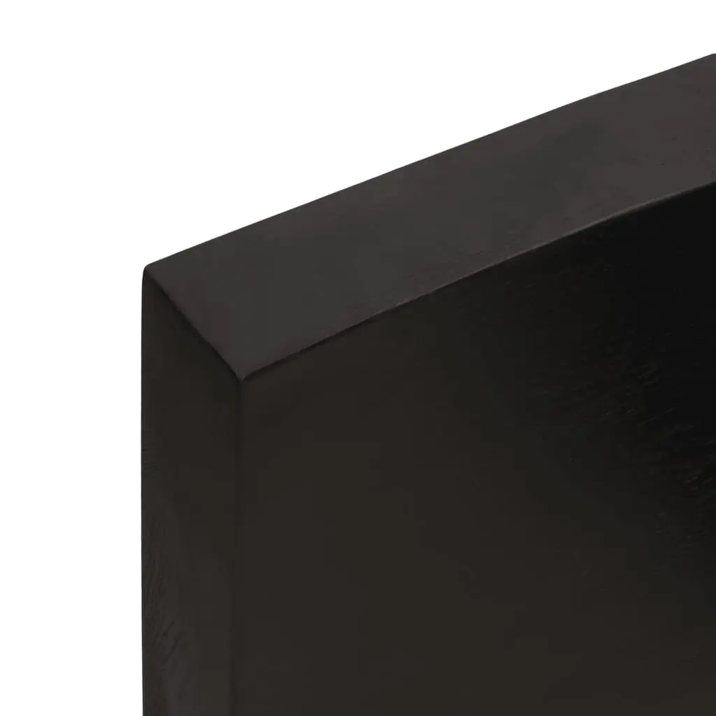 Rustic Oak Solid Wood Wall Shelf in Dark Brown 80x50 cm
