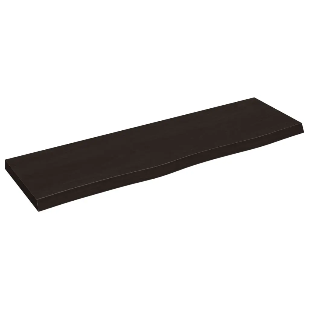 Rustic Wall Shelf in Dark Brown Solid Oak Wood 100x30cm