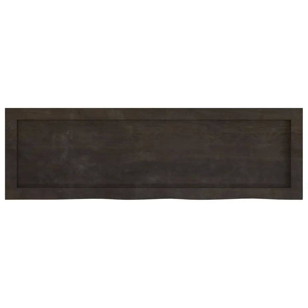 Rustic Wall Shelf in Dark Brown Solid Oak Wood 100x30cm