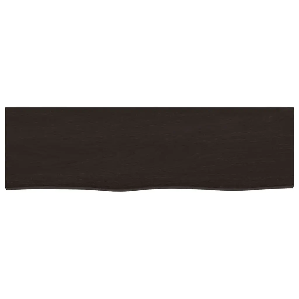 Rustic Wall Shelf in Dark Brown Solid Oak Wood 100x30cm