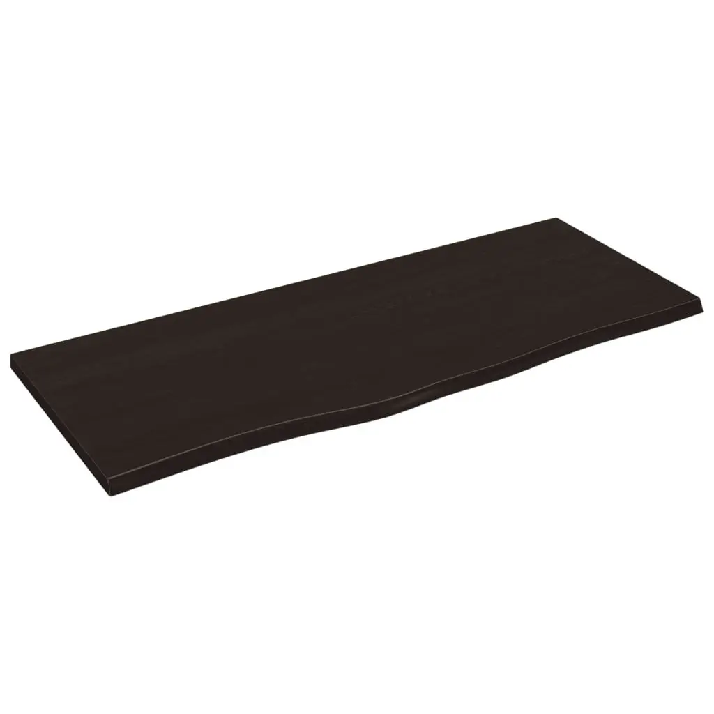 Rustic Wall Shelf Made of Solid Oak Wood in Dark Brown