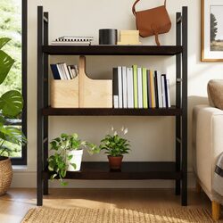 Rustic Dark Brown Wall Shelf - Solid Oak Wood Quality