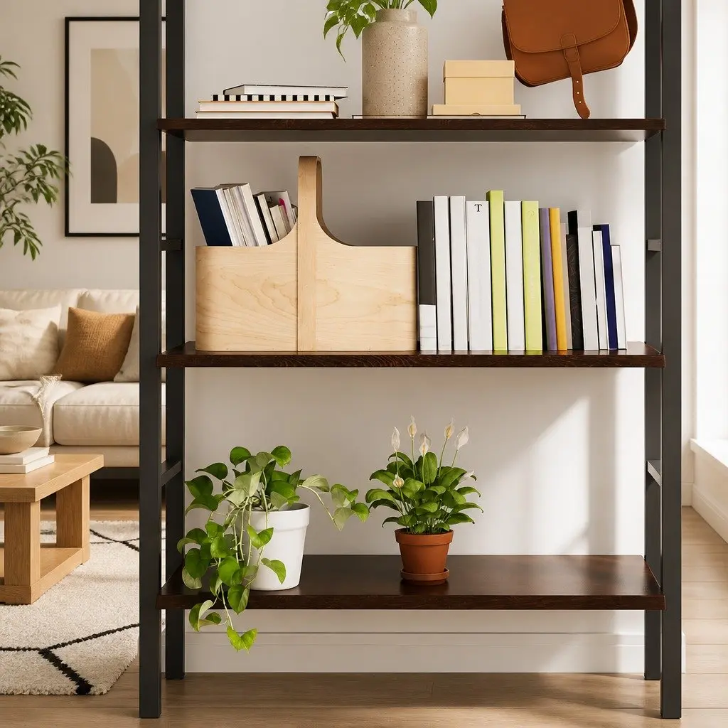 Rustic Dark Brown Wall Shelf Made from Solid Oak Wood