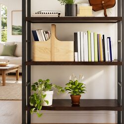 Solid Oak Wood Floating Wall Shelf in Dark Brown