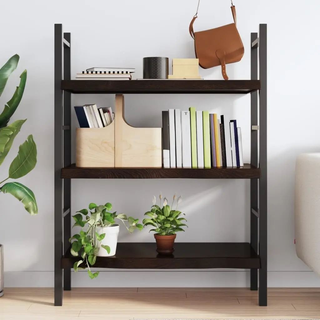 Solid Oak Wood Wall Shelf with Live Edge 100x50cm