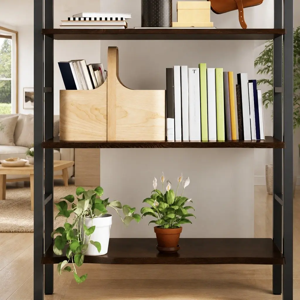 Rustic Dark Brown Oak Solid Wood Wall Shelf 100x60x2 cm