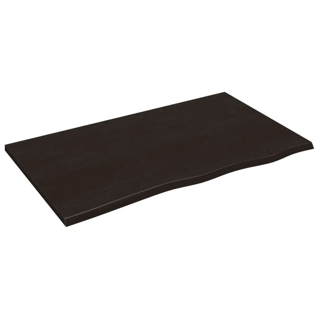 Rustic Dark Brown Oak Solid Wood Wall Shelf 100x60x2 cm